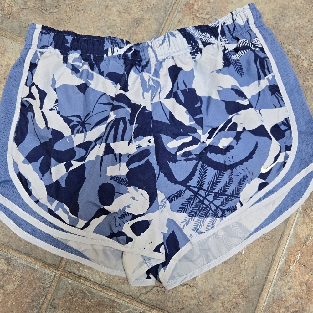 Nike Dri Fit Blue Patterned Women's Shorts Sz L